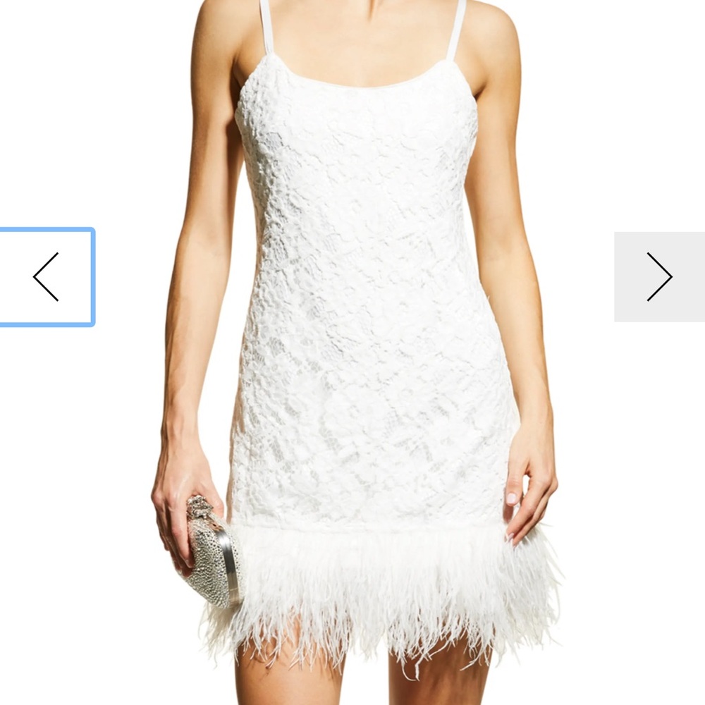 Likely - Feathered Lace Mini Dress (size 8) - Great for bridal events!
